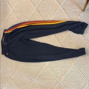 Men's Black Jogger Pants with Multicolor Stripes